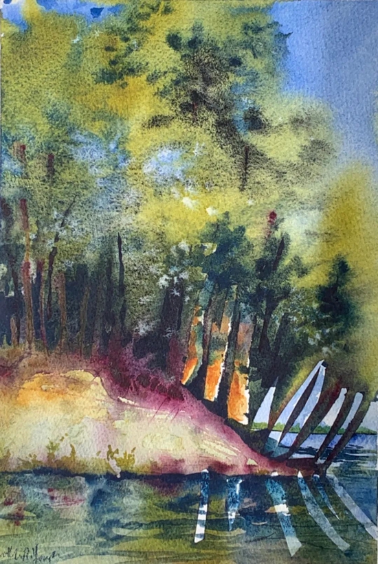 作品：《Cindy’s Point》（8 inches × 12 inches）Watercolor 　　《辛迪角》（8英寸X12英寸）水彩